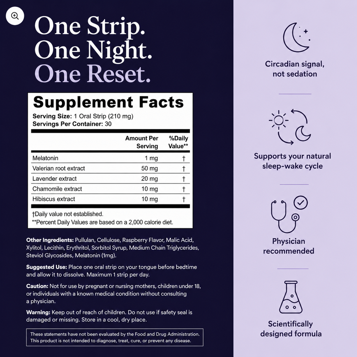One Strip. One Night. One Reset. — Supplement facts and key benefits